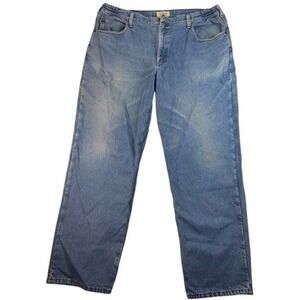 LL Bean Men's Relaxed Fit Denim Jeans Elastic Comfort Waist‎ Flannel Lined 42